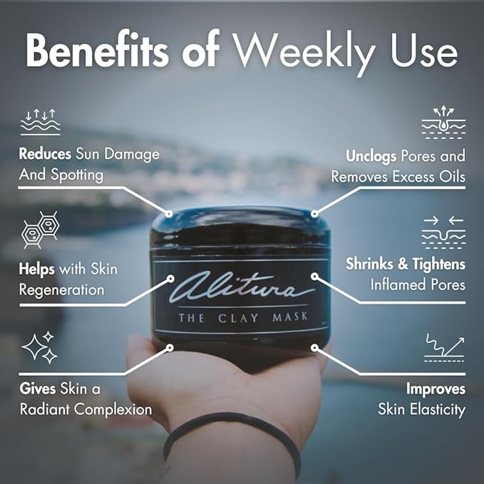 Alitura Clay Face Mask Skin Care – Facial Mask to Exfoliate, Cleanse & Moisturize – Cruelty-Free Clay Mask w/Vitamin C & Pearl Powder – Hydrating Face Masks for All Skin Types (7.1 oz)