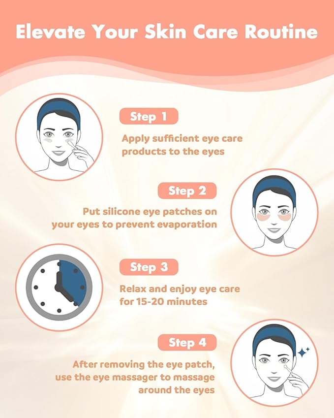 5 Pairs Reusable Under Eye Wrinkle Patches Silicone Mask, Plump Fine Lines & Wrinkles, with Metal Eye Cream Applicator, Tin Case, Purple&Pink&Cream