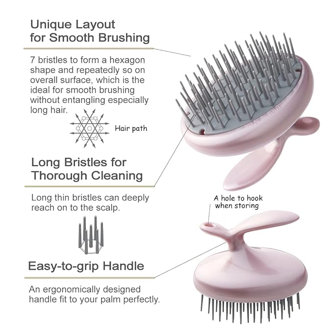 Terra Distribution Scalp Scrubber [Made in Japan] Unique Layout Shampoo Brush for Smooth Brushing Long Hair, Head Massage, Men, Women, and Gift