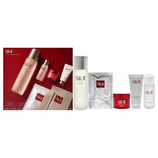SK-II Pitera 6-Piece Set (Cleanser 0.57 Oz + Lotion 1 Oz + Essence 7.7 Oz + Skinpower Cream 0.49 Oz + 2 Facial Masks)