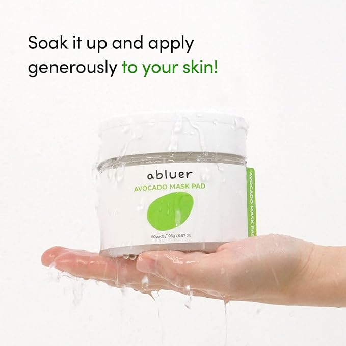 Avocado Mask Pad (80pads)- 6.87oz Facial Mask Pads – Avocado & Centella – Deep Hydration & Soothing – Moist & refreshing – Hypoallergenic & Gentle Care for Sensitive skin – Korean Skin Care