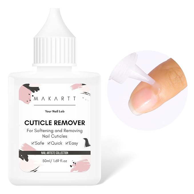 Makartt Cuticle Remover Liquid, 50ml Professional Instant Softener Cream for Dry Cuticles, Salon-Quality Nail Care Dissolver for Manicure & Pedicure Use