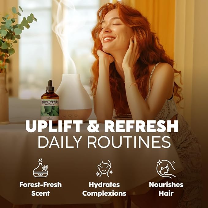 KUKKA essential oils 100% Pure & Natural Eucalyptus Essential Oil for Diffuser, Humidifier, Skin, Hair & Soap Making DIY(4 Fl Oz/118 ml)