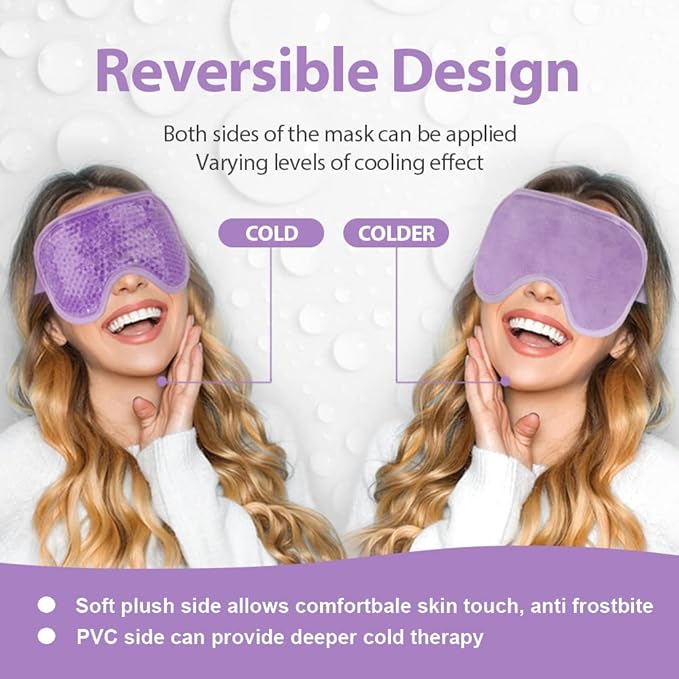 NEWGO Bundle of Gel Eye Mask and Hip Ice Pack Purple
