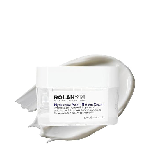 ROLANYIN Hyaluronic Acid + Retinol Cream Anti Aging and Deep Hydration Nourishing Wrinkle Reduction and Smoothing Formula for Improved Skin Texture Skin Care
