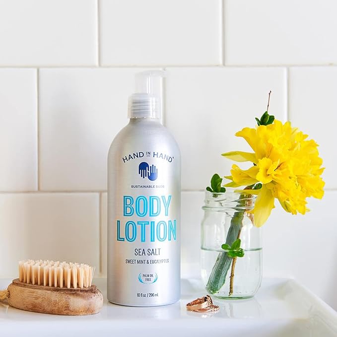 Hand in Hand Moisturizing Body Lotion, Dry Skin Lotion with Shea Butter, 10 Fl Oz, Sweet Mint & Eucalyptus, Sea Salt Scent, 2 Pack