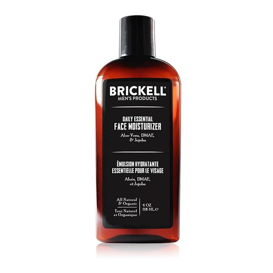 Brickell Men's Daily Essential Face Moisturizer for Men, Natural and Organic Fast-Absorbing Face Lotion with Hyaluronic Acid, Green Tea, and Jojoba, 4 Ounce, Unscented