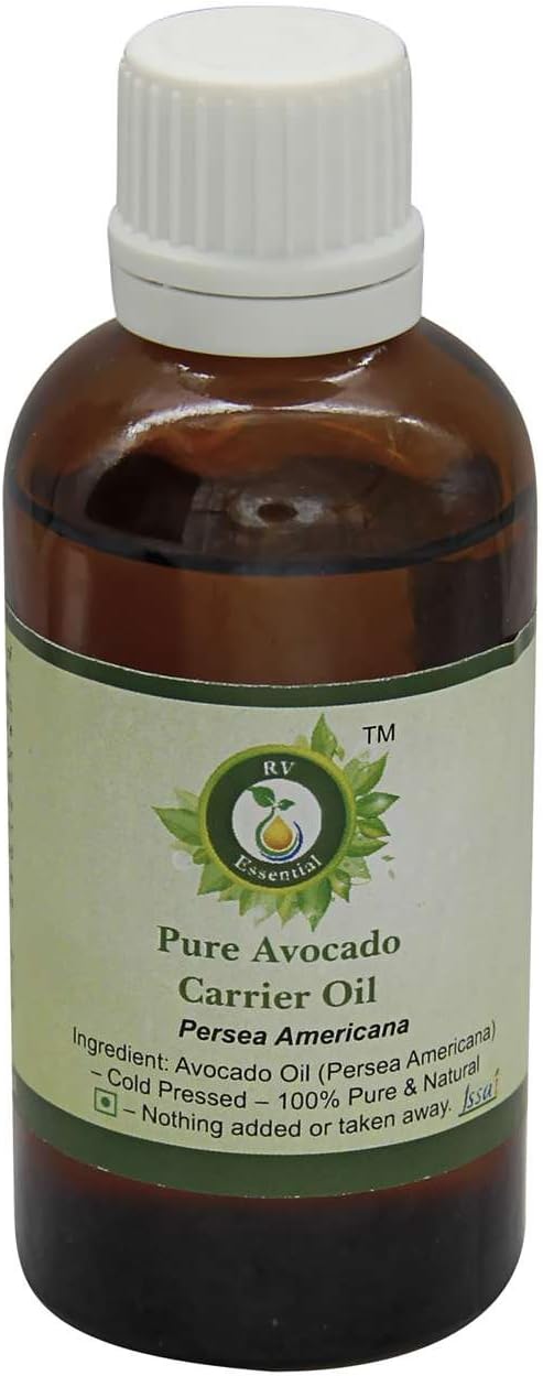 Avocado Oil | Persea Americana | Unrefined Avocado Oil | Pure Avocado Oil | For Hair | For Face | For Skin | For Body | For Cooking | 100% Pure Natural | Cold Pressed | 100ml | 3.38oz By R V Essential