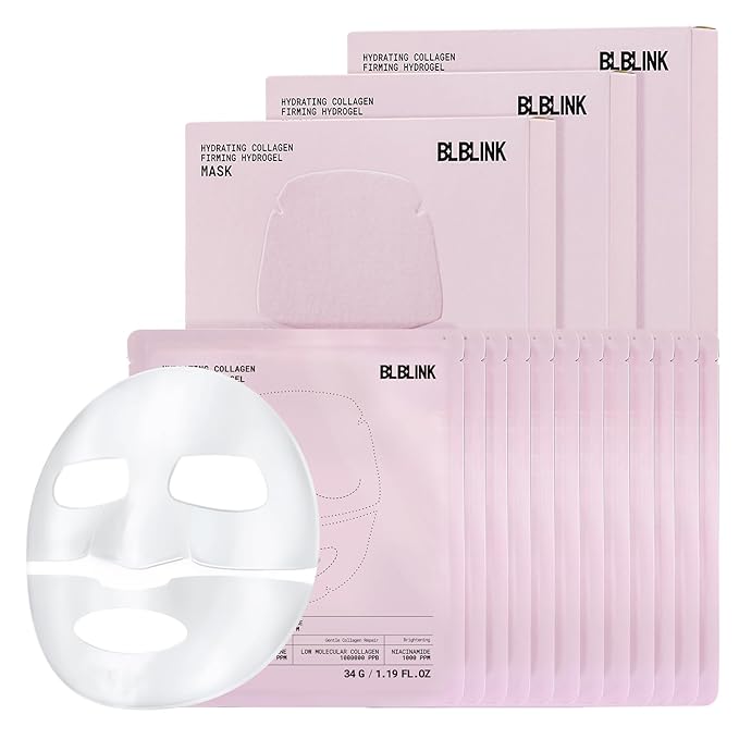 3 Pack Moisturizing Collagen Firming Hydrogel Mask 34gx15ea, Overnight Repair for Dry Skin, Collagen Face Masks, Firming & Anti-Aging, Hydrating Face Masks，Skincare
