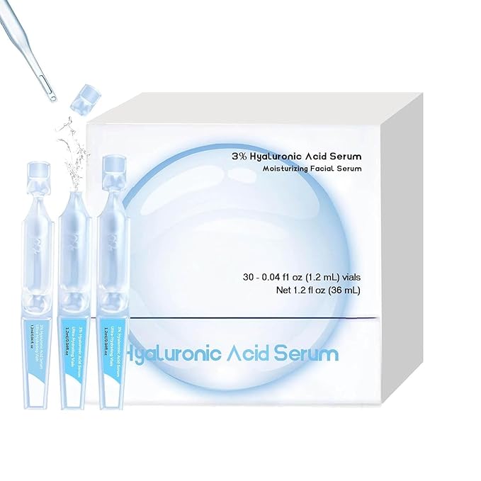 30pcs 3% Hyaluronic Acid Serum Ultra-Hydrating Vials, Ultra-Hydrating Serum Single-Use Vials, 3% Hyaluronic Acid Serums for Face, Hyaluronic Acid Tubes, Hyaluronic Acid Tubes