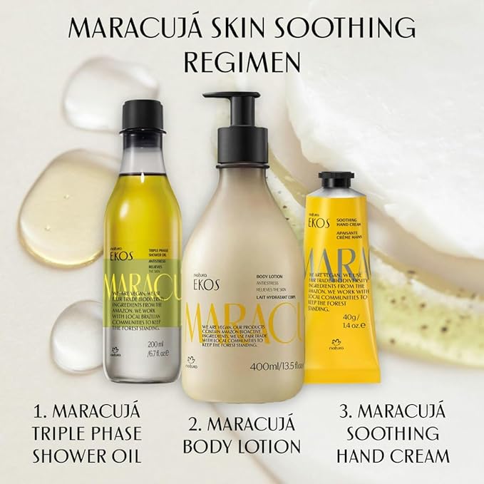 natura - Ekos Maracujá Relieving Body Lotion - Calming Lotion - 24 Hours of Hydration - Essential Fatty Acids - Vegan Skin Care - Brazilian Beauty Secrets - Self Care & Body Care - 13.5 fl oz (400ml)