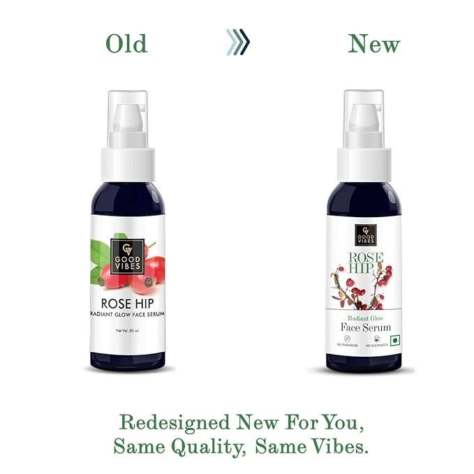 Good Vibes Rosehip Face Serum | Hydrating & Nourishing Formula for Smooth, Even Skin | Rich in Antioxidants & Natural Oils | Lightweight, Non-Greasy | No Parabens or Sulphates | 1.01 Fl Oz (30ml)