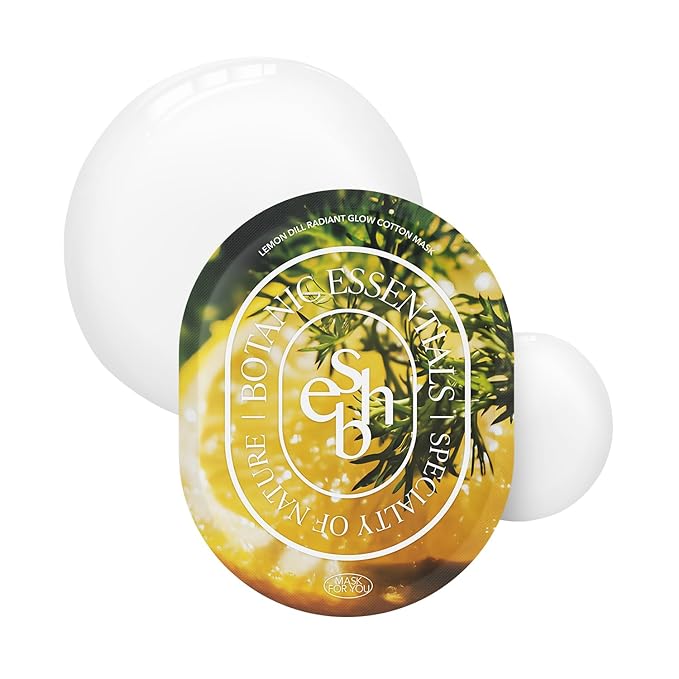 Lemon Dill Radiant Glow Cotton Mask, Brightening, Vegan, Korean Skin Care Face Mask 25g*5 sheets