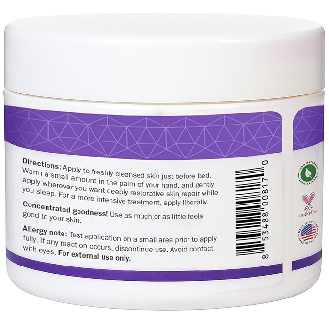 BeeFriendly Best Night Cream Natural USDA Certified Organic Night Cream, Anti Wrinkle, Anti Aging, Deep Hydrating & Moisturizing Night Time Eye, Face, Neck & Decollete Cream for Men and Women 2 oz