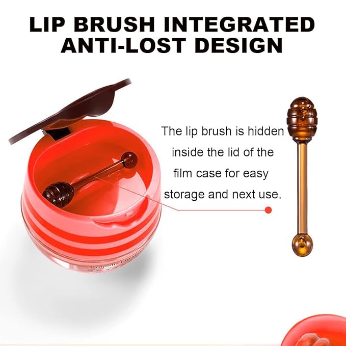 2PCS Strawberry & Honey Lip Balm, Hydrating Propolis Sleeping Mask, Moisturizing & Prevention of Dry and Cracked Skin, Scrubs Exfoliator, Repair Nourishes the Lip