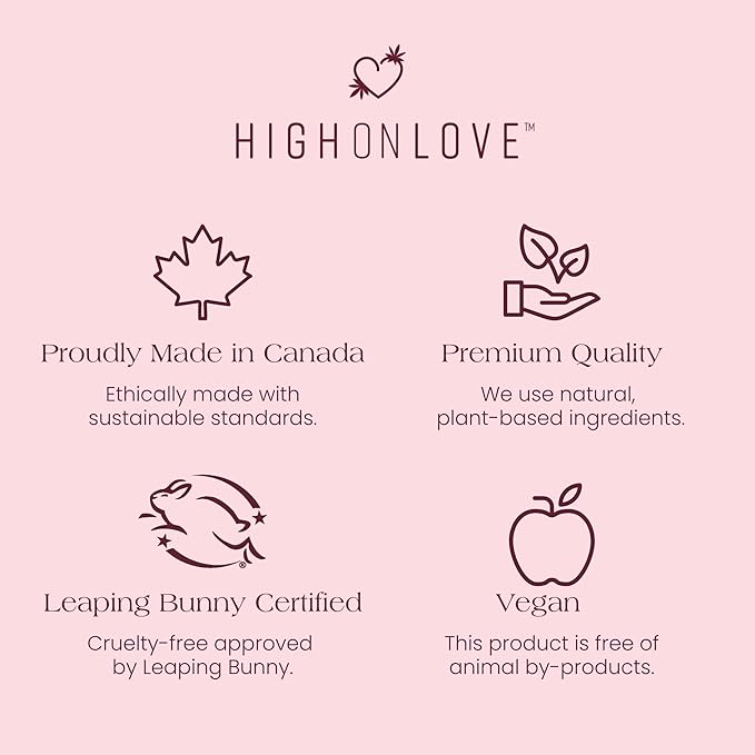 HIGHONLOVE Natural Body Oil with Hemp Seed, Grape Seed, & Vitamin E Oil - Moisturizing Body Glow with a Non-Greasy, Glowy Finish (120 ml) (Strawberries & Champagne)