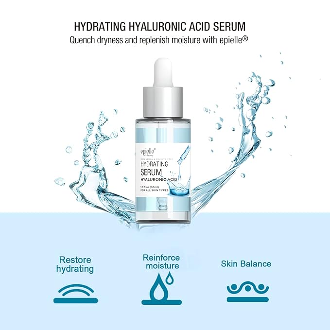 Epielle Hydrating Hyaluronic Acid Serum with Vitamin C - 100% Vegan and Cruelty-Free - For Normal Skin Types
