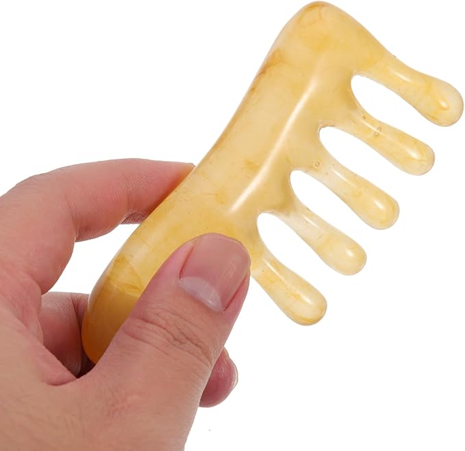 GLEAVI 2pcs Resin Massage Comb Gua Sha Comb for Scalp Deep Tissue Massage Comb Chinese Scalp Acupunctures Scalp Massage Guasha Scraping Scalp Comb Head Massage Hair Beeswax Resin China