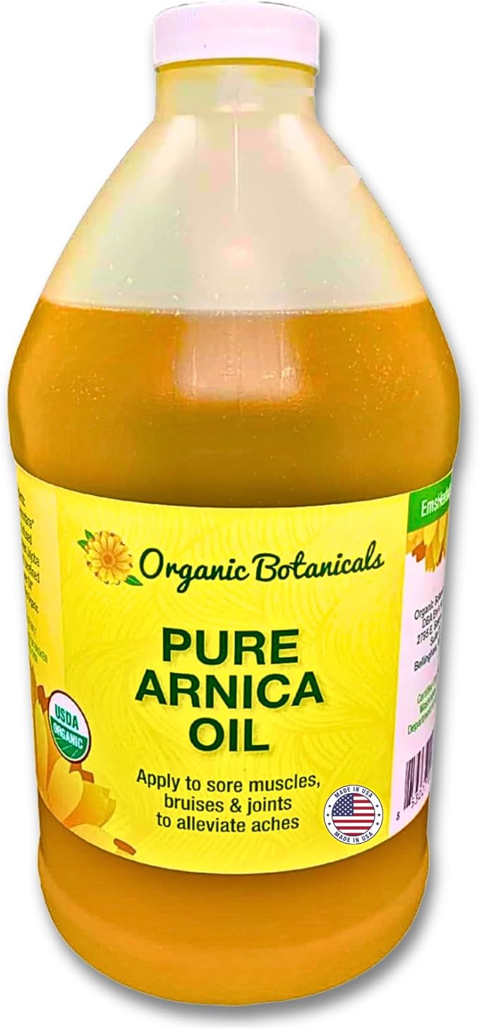 Arnica Oil - Pure Organic Muscle Soothing Discomfort - Organic Arnica Oil for Bruising and Swelling, Arnica Montana Oil for Muscle and Joint Discomfort, Arnica Massage Oil (64 oz)