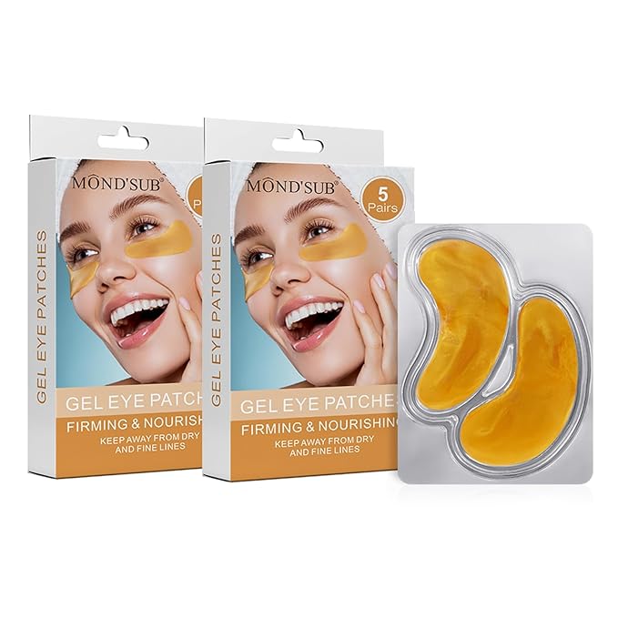 MOND'SUB Premium Under Eye Patches, Gel Eye Patches Hydrating & Refresh for Puffy Eyes, Under Eye Bags & Dark Circles, Natural Collagen Eye Gels Pads, Crystal Anti-Aging Eye Mask (Yellow)