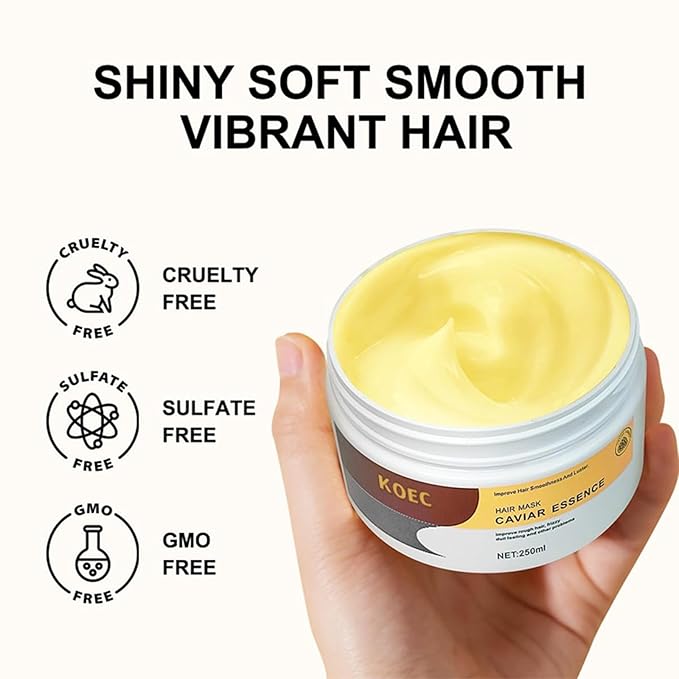 Collagen Hair Mask, Caviar Hair Treatment Mask For Damaged Hair Treatment Deep Repair Conditioning Collagen Hair Mask Essence for Dry Frizzy Hair All Hair Types