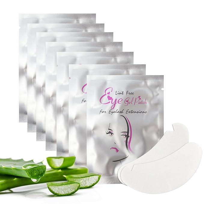 V-Shape Under Eye Pads, Eyelash Extension Natural Hydrogel Patch Lash Gel Pad for Extensions supplies, Professionals Beauty Makeup Mask Kit (Silver)