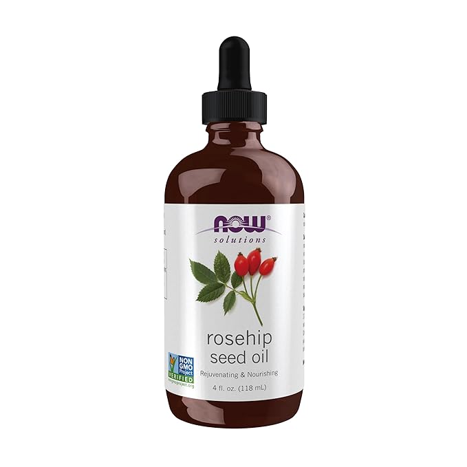 NOW Solutions, Rose Hip Seed Oil, 100% Pure, Nourishing and Renewing, For Facial Care, Vegan, Child Resistant Cap, 4-Ounce