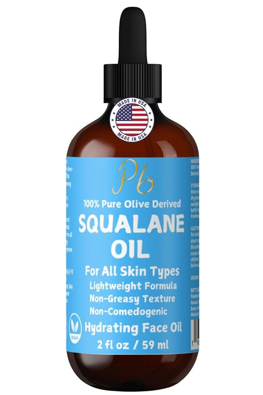 100% Pure Squalane Oil – Hydrating & Anti-Aging Moisturizer – Lightweight, Non-Greasy & Fast-Absorbing – Plant-Derived & Non-Comedogenic – Squalane for Face, Skin & Hair, 2 fl oz