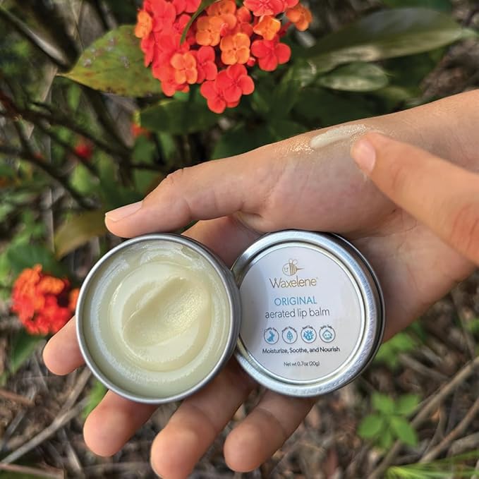 Waxelene Original Aerated Lip Balm Tin, Best Lip Balm Ever Organic Calming Multipurpose Ointment Baby Eczema Dry Sensitive Skin Body Face Moisturizer