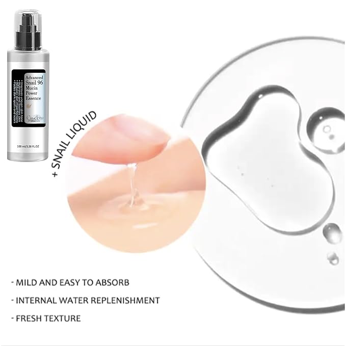 Snail Mucin 96% Power Repairing Essence | Hydrating Serum for Face with Snail Secretion Filtrate and Hyaluronic Acid | Barrier-Loving Formula