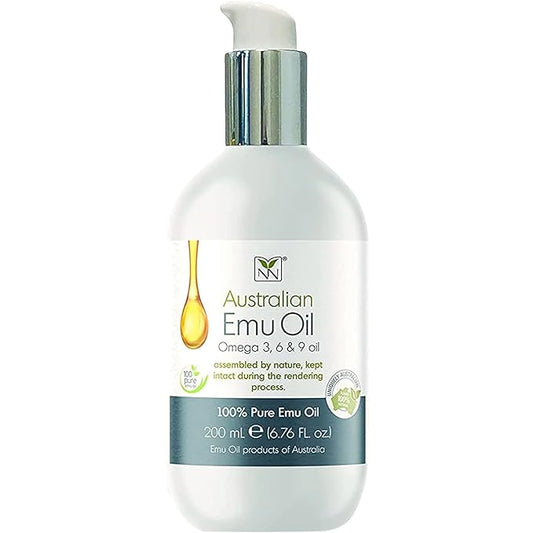 Emu Oil Skin Moisturizer - Scalp, Hair, Face, Body & Nail Moisturizer with Omega 3, 6, 9, Vitamins, & Minerals - Body & Face Serum for Fine Lines, Stretch Marks, Dry Lips & Cuticles - 200mL, Unscented