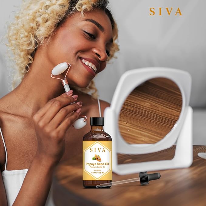 SIVA Papaya Seed Oil 4oz (118ml) Premium Cold-Pressed Carrier Oil With Dropper For Face, Skin Care, Body Massage, Hair Care, Hair Oiling & Scalp Massage