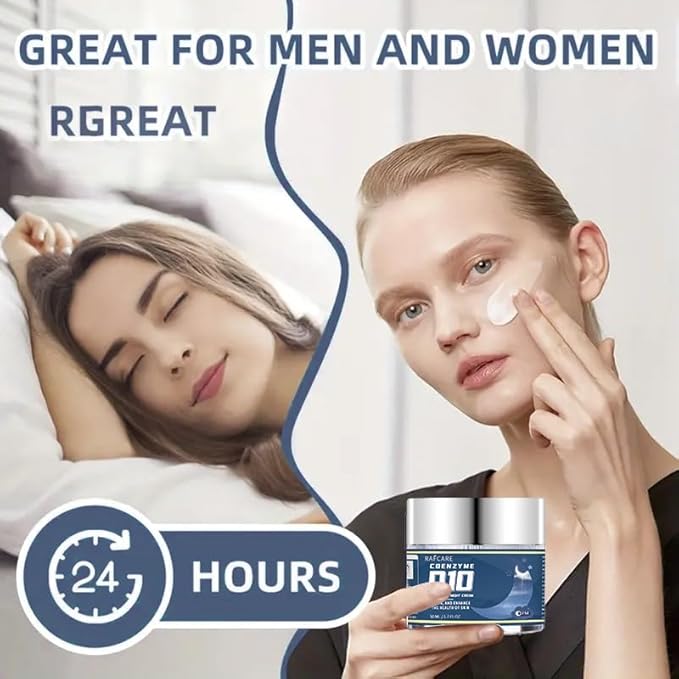 Renewing Coenzyme Q10 Night Cream – Intense Hydration & Anti-Aging Formula for Sensitive Skin, Non-Greasy Overnight Repair with Hyaluronic Acid 1.7 Fl Oz