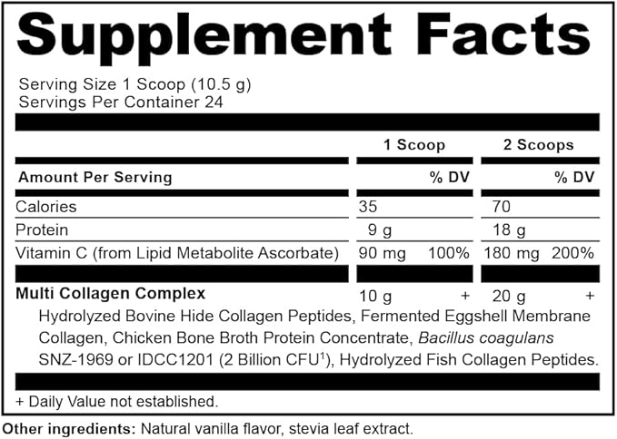 Ancient Nutrition Collagen Peptides Powder, Multi Collagen Protein, Women & Men, Vitamin C, Probiotics, Hydrolyzed Collagen, Supports Skin, Joints, Gut Health, Vanilla, 24 Servings