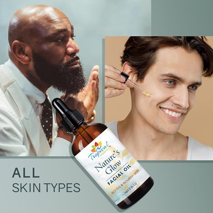 Nature's Glow Facial Oil| Anti-Aging Face Oil| Infused with Green Tea, Jojoba, Vitamin E, Carrot | Lightweight & Non-Greasy| Suitable for All Skin Types, 2 fl oz