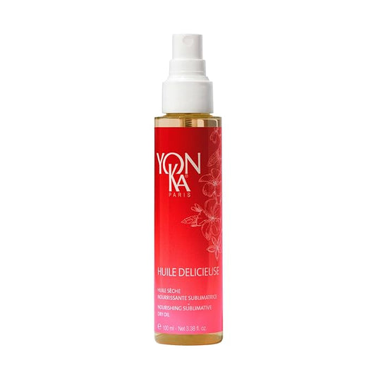 Yon-Ka Huile Delicieuse (3.38oz/200ml) Nourishing Dry Body Oil, Moisturize Skin and Body, Lightweight Oil with Baoab and Sesame for Hair, Legs and Body