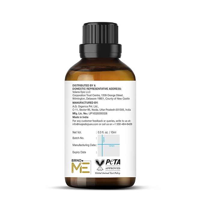 Majestic Pure USDA Organic Lemon Essential Oil | 100% Organic and Premium Quality| Aromatherapy, Skincare, Hair Care, & Household Use | 0.3 fl. Oz