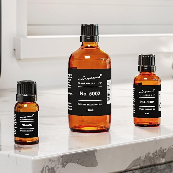 AirScent Creed-Aventus-Inspired Diffuser Oil - No. 5002 Perfume Dupe - Premium Fragrance Oil Blend for Ultrasonic and Waterless Diffusers and Crafting - 10 ml, 0.34 fl oz Glass Bottle with Dropper