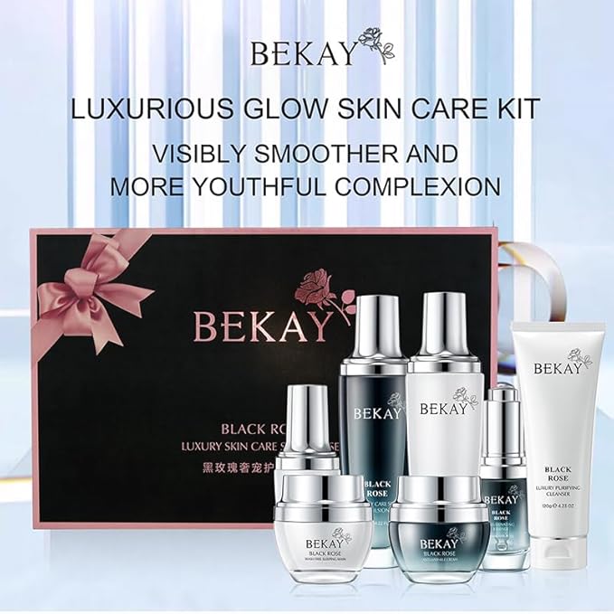Anti-Wrinkle Skin Care Set Black Rose Moisturizing Hydrating Skin Care Kit For All Types Of Skin Valentine's Day Gift