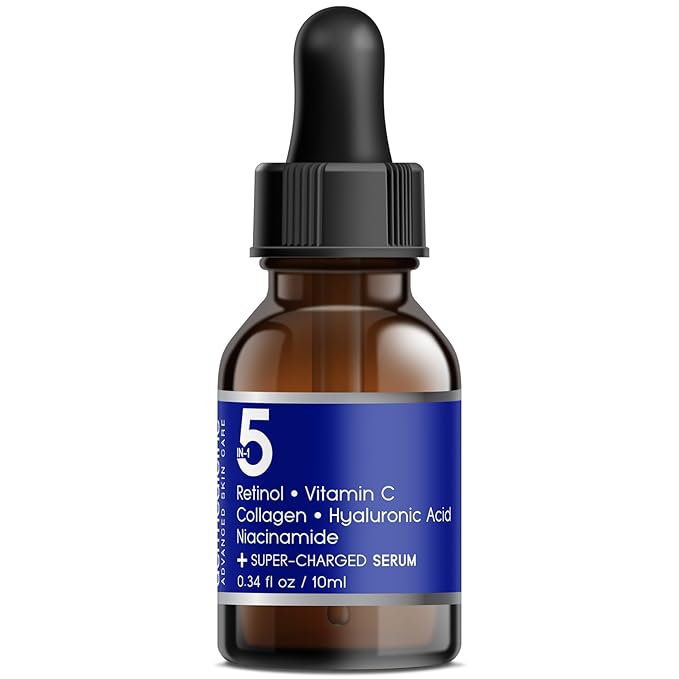 5 in 1 Potent Face Serum with Retinol, Vitamin C, Collagen, Hyaluronic Acid, Niacinamide | May Help Improve Appearance of Fine Lines and Reduce Appearance of Dark Spots Trial Size