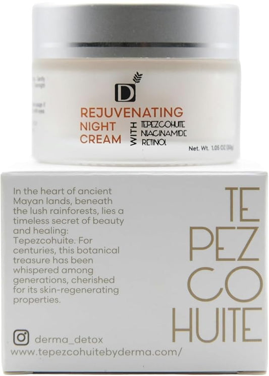 Rejuvenating Facial Night Cream with Retinol, Tepezcohuite, Niacinamide - cruelty-free, vegan, paraben-free silicone-free Mexican Natural skincare ingredients
