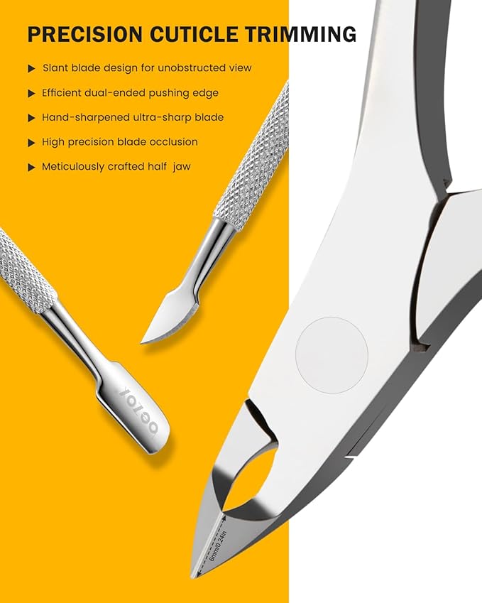 BEZOX Cuticle Trimmer with Pusher - Salon Quality Cuticle Clipper with Cuticle Pushers, Super Sharp Cuticle Cutters and Dual-End Nail Pushers Cuticle Stick, Professional Manicure Tools