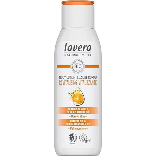 lavera Body Lotion Vitalizing - Body Milk with organic orange & organic almond oil - body milk for normal skin - PETA certified - biodegradable - vegan - natural cosmetics - 6,76 fl.oz.