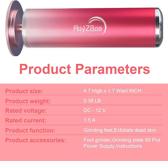 High Torque Electric Foot File - Callus Remover for Feet,Adjustable Speed Foot File with 60 Pcs Sandpaper Discs,Professional Pedicure Tool for Dead Skin and Calluses (Gradient Pink)