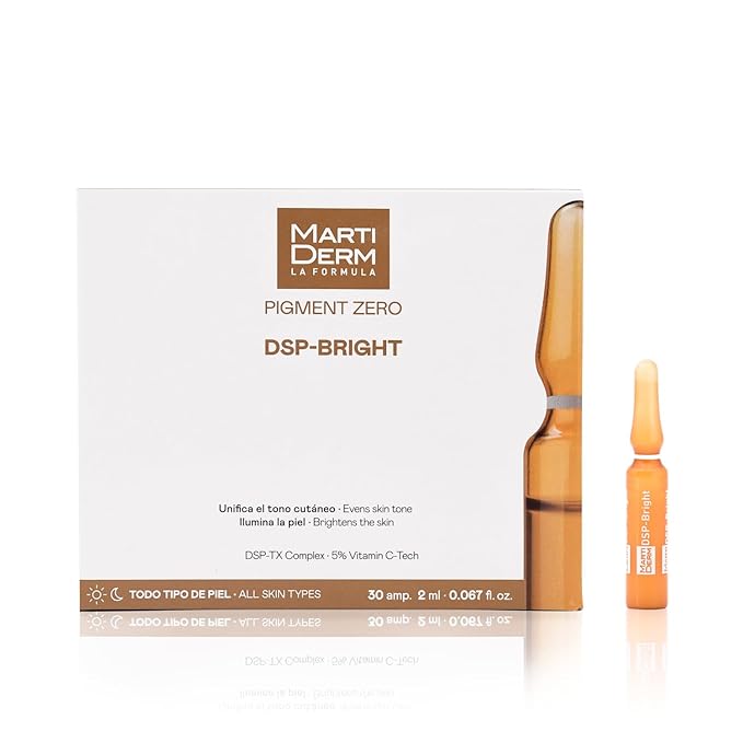 MartiDerm DSP Bright for Women and Men with Vitamin C-Tech and DSP-TX Complex, for a bright skin and even skin tone, 30 Ampoules