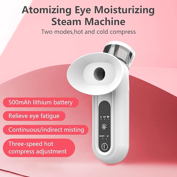 Eye Steamer for Dry Eye, Nano Eye Mist Steam Sprayer, Portable Eye Steam Sprayer, Heated Mist steam Therapy for Dry Eyes Relief, Moisturizing Eye Treatment, Mini Soothing Steamer for Eye Care（1 PCS）