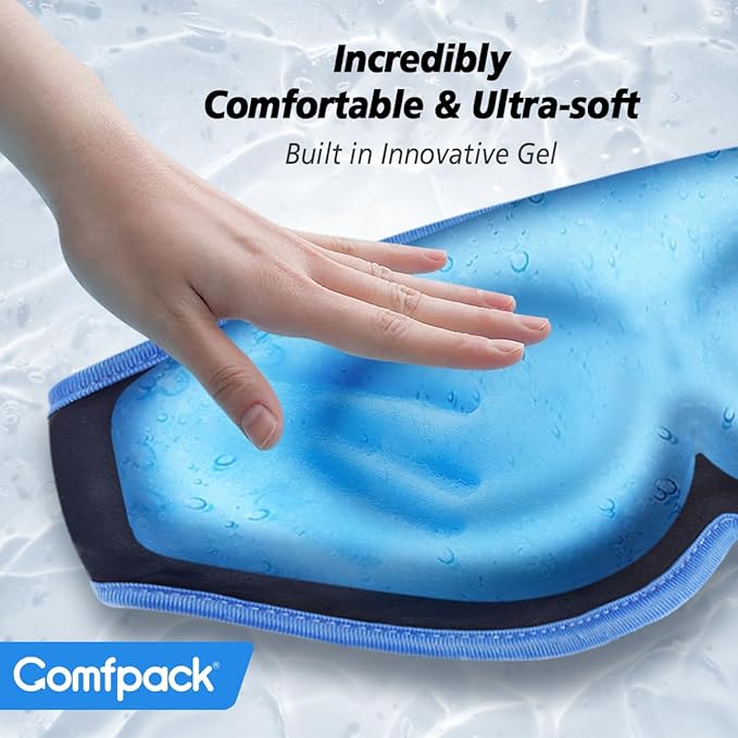 3D Cooling Sleep Mask, Gel Sleep Eye Mask with Hot & Cold Compress Therapy, Zero Eye Pressure Blackout Night Blindfold, Soft & Comfortable Ice Cold Pack for Puffy Eyes, Dark Circle