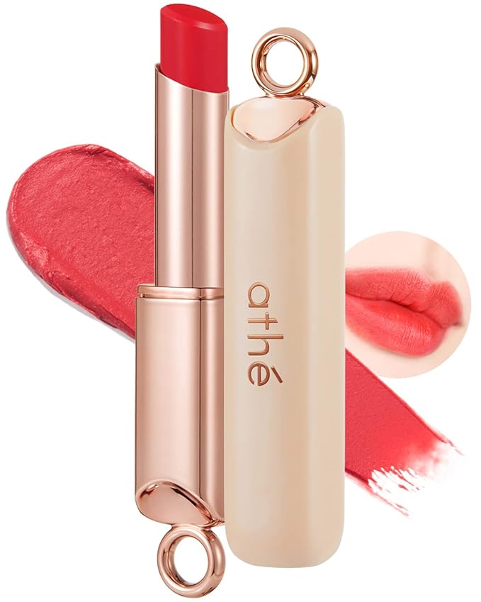 ATHÉ Authentic Airy Lip Balm 02 SO WARM, Korean Vegan Color Lip Blam, Flake-Free Slim Fit Lips, Silky Powdery Finish & Air-like Blurring with Vibrant Colors, 0.11oz.