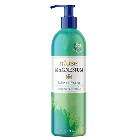 nfuse Magnesium Lotion | 100% Pure Magnesium Chloride USP Grade | Calming Magnesium with Eucalyptus Essential Oils and Menthol (8 oz)