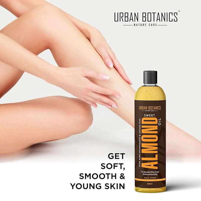 Pure Cold Pressed Sweet Almond Oil for Hair and Skin, 6.76 fl.Oz (Odorless)